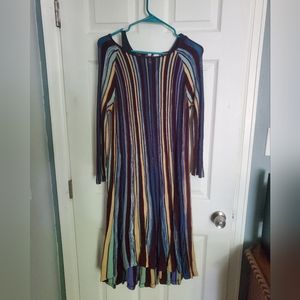 Anthropologie Moth Nora Striped Swing Textured Sweater Midi Dress 